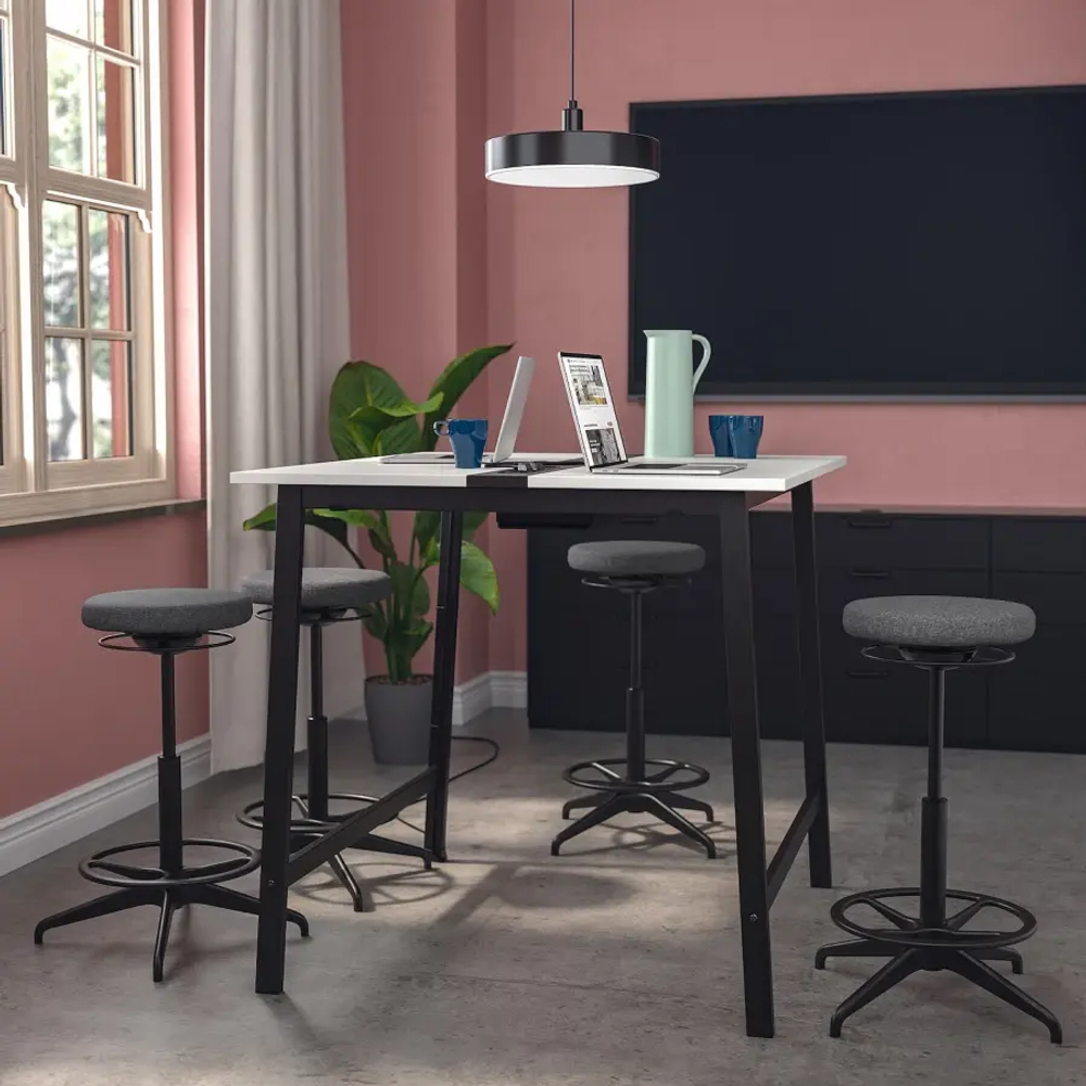 Стол для переговоров - MITTZON IKEA /ИКЕА МИТТЗОН , 108х140х105 см, белый/черный