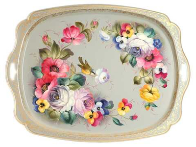 Жостовский поднос декоративный, размер 61х46 см (A32), металлический