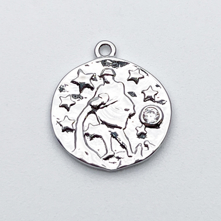 Подвеска Знак Зодиака Водолей, цвет серебро (родий), фианит, размер 16*14 мм, цена за 1 шт