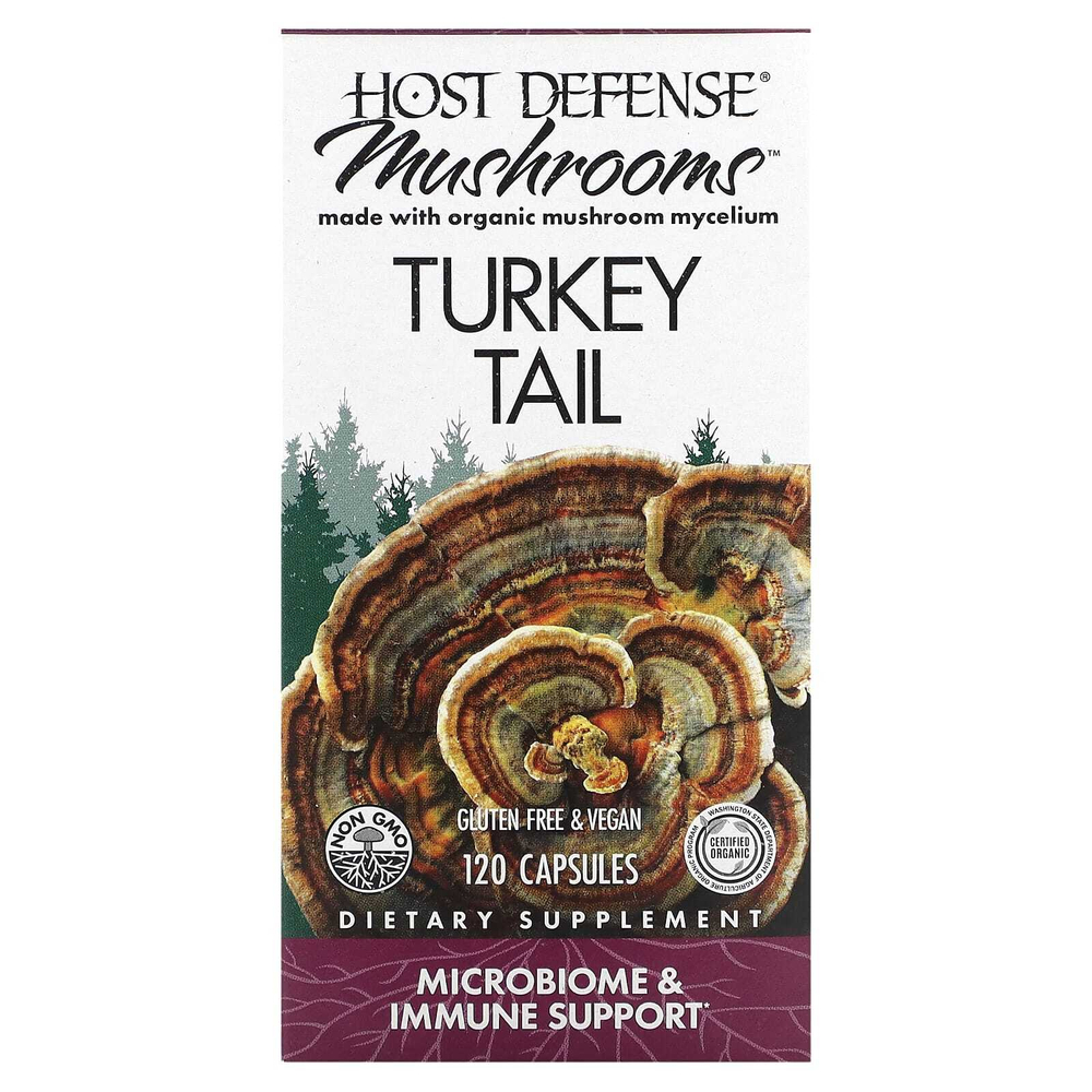 Host Defense, Mushrooms, трутовик разноцветный, 120 капсул (0,5 г в 1 капсуле)