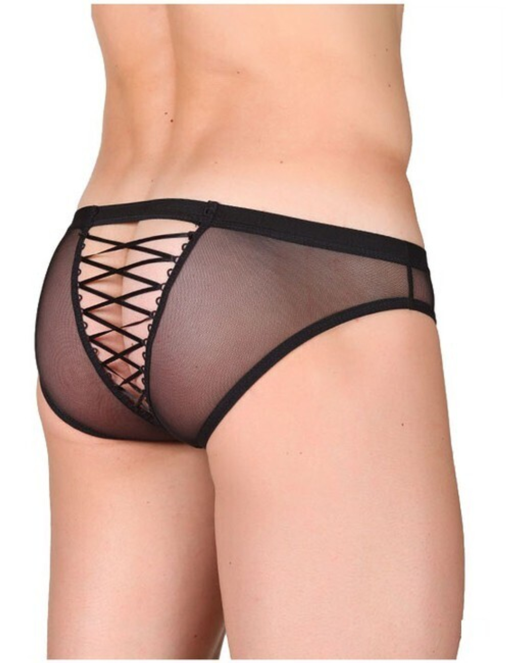 Слипы мужские сетчатые со шнуровкой сзади, (46) (Цвет: черный)