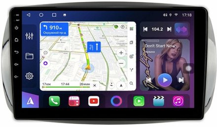 Магнитола для Mercedes-Benz Smart ForTwo/ForFour W453 2014-2023 - FarCar 9628M монитор 9" QLED на Android 13, 8-ядер, CarPlay, 4G SIM-слот