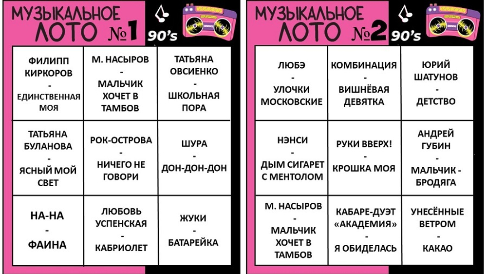 «МУЗЫКАЛЬНОЕ ЛОТО. 90-Е!»