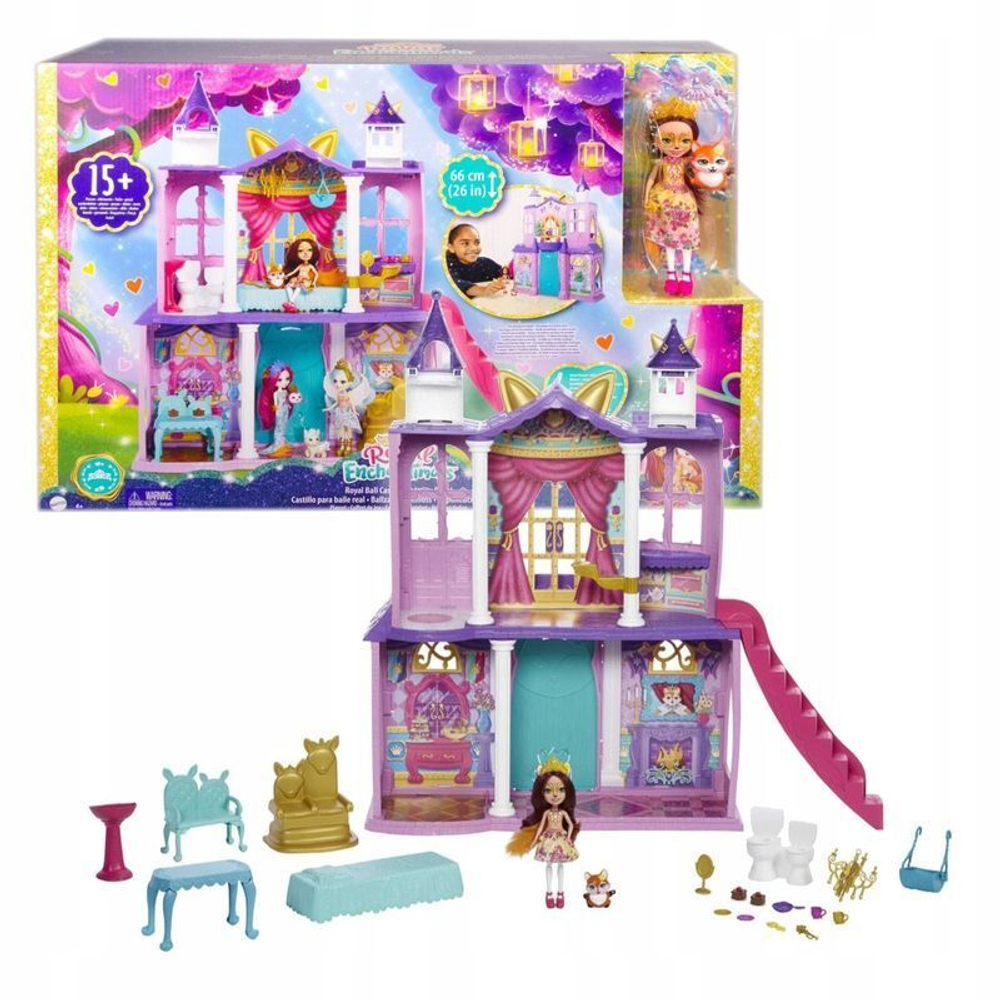 Кукольный домик Mattel Enchantimals - Королевский дворец Фелисити Фокс и  Фокс Флик 66 см HCG59 купить в Москве | Доставка по России.