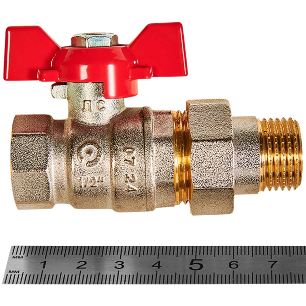 Кран шаровой полнопроходной ROMMER - 1/2" (ВР/НР, PN40, ручка-бабочка)