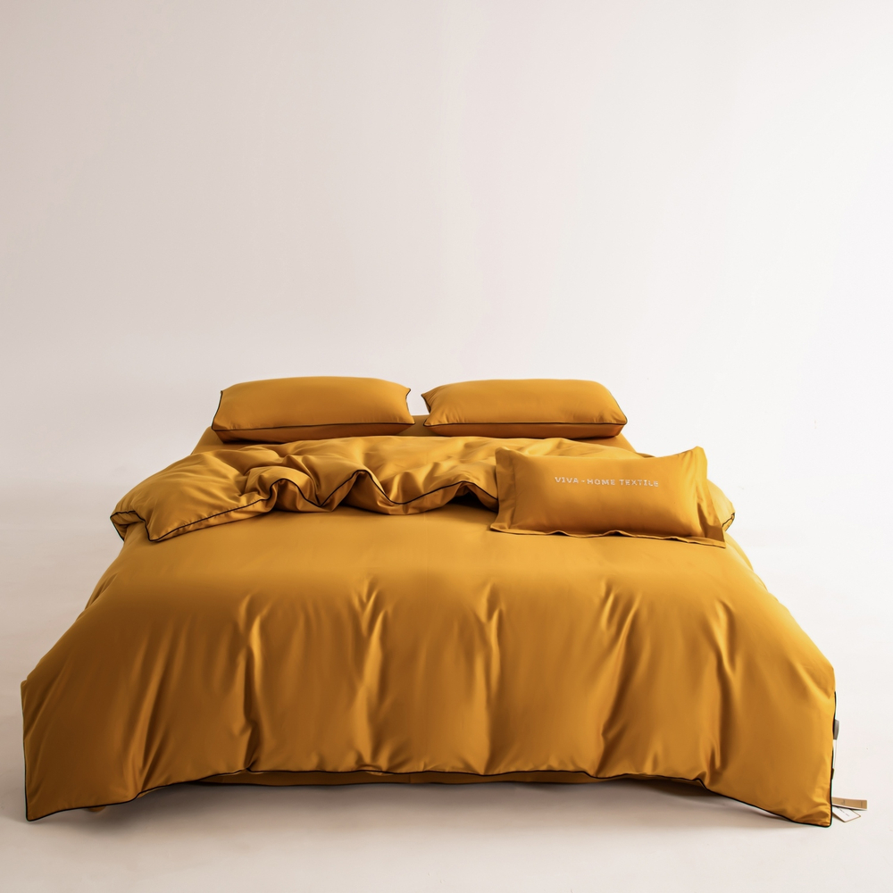 КПБ Однотонный Сатин Элитный на резинке OCER013, 2 спальный, 4 наволочки, простынь 160*200*30