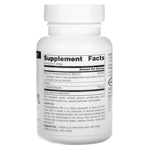 Source Naturals, Фосфатидилсериновая матрица, 500 мг, 60 мягких таблеток