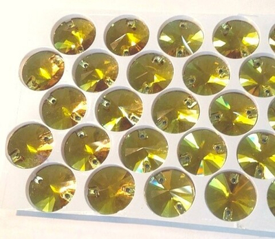 Стразы пришивные стекло Crystal риволи, Ø 16 мм