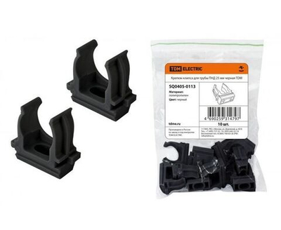 Крепеж-клипса для трубы ПНД 25 мм (10 шт.) черная TDM Electric