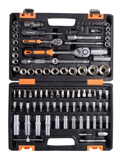 Набор инструментов, 1/2" , 1/4" , CrV, пластиковый кейс 94 предмета Вихрь