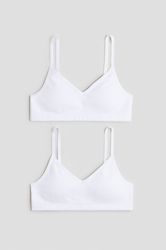 H&M Набор из двух укороченных топов с подкладкой, белый