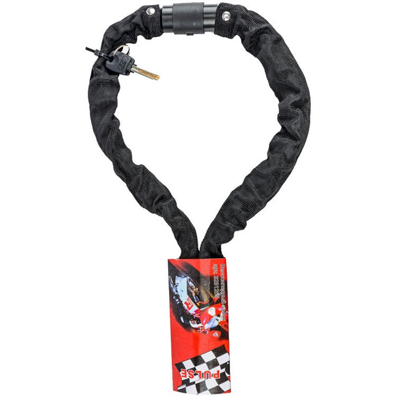 Велозамок Pulse цепь 6*1000 мм. с ключом, в тканевой оплетке