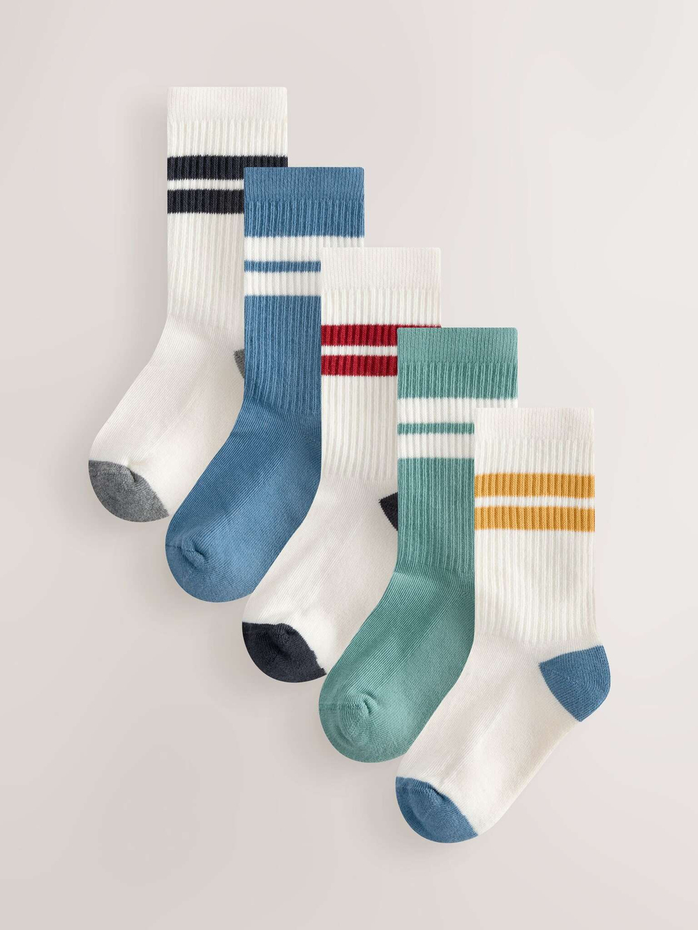 Носки хлопковые для мальчика Next AL5-800, 5 шт., Белый, Голубой, Мятный