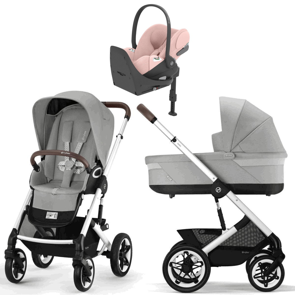 Коляска Cybex Talos S Lux SLV complete Cloud T Peach Pink Plus Base T 4 в 1 Stone Grey с дождевиками