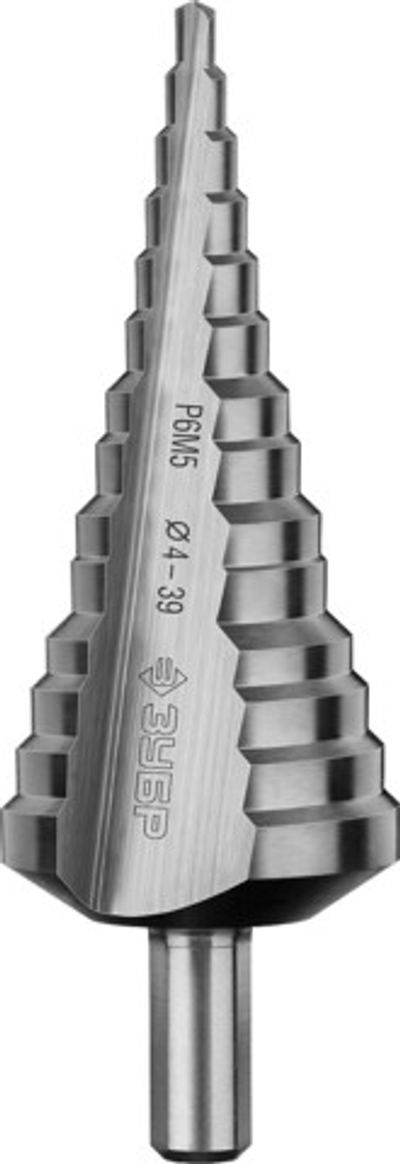 ЗУБР 4-39 мм, 14 ступеней, сталь Р6М5, ступенчатое сверло, Профессионал (29670-4-39-14)