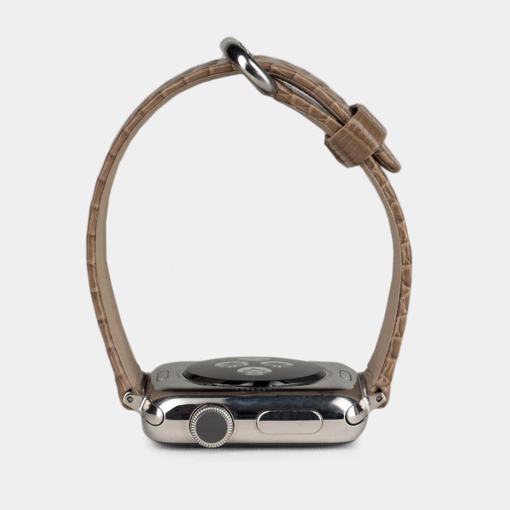 Ремешок для Apple Watch 44/45/46 mm из кожи ящерицы, цвета кофе