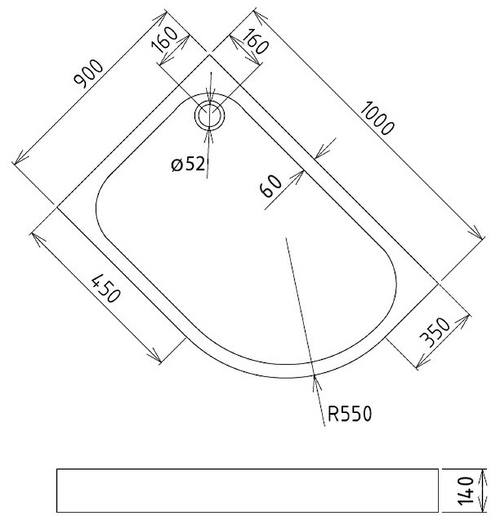 Акриловый поддон для душа Gemy 100х90 ST19 L Белый