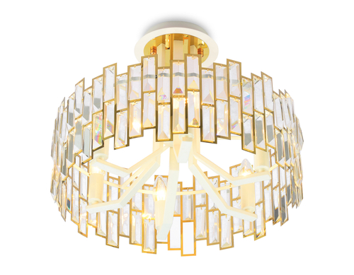 Подвесная люстра с хрусталем TR5051 GD/WH/CL золото/белый/прозрачный E14/6 max 40W D500*380