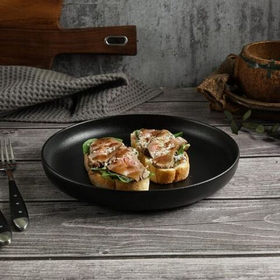 Тарелка с бортом d=23 cм,фарфор "NOBLE" серия "Fine Plus-Black Sand"