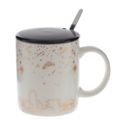 GAEM Кружка с крышкой и ложкой, 300 мл, L12 W8 H10 см, 4в.