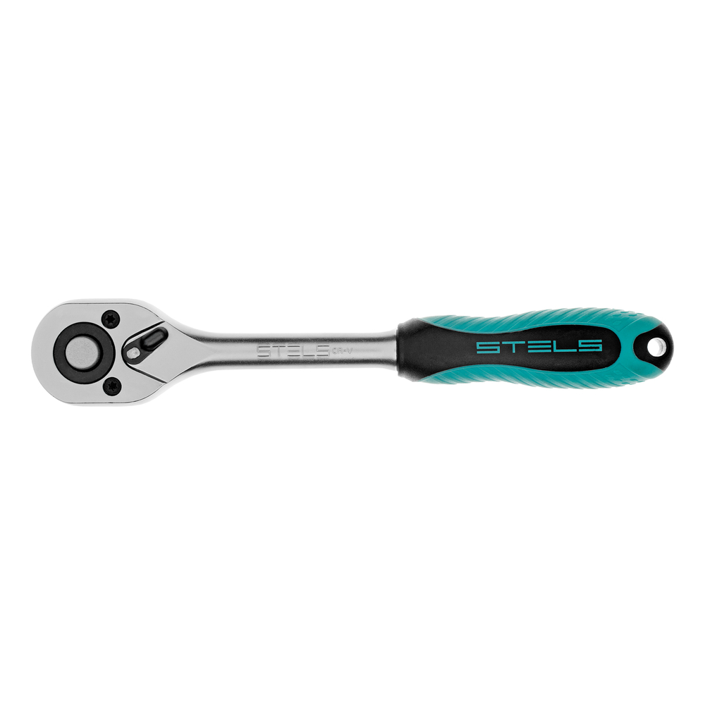 Ключ-трещотка 3/8", CrV, 72 зуба, с быстрым сбросом, матовый хром Stels
