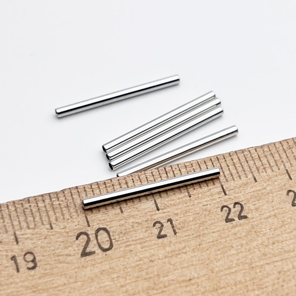 Бусина Трубочка, цвет серебро (родий), размер 20*1,5 мм, цена за 1 шт