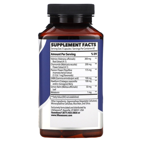 LifeSeasons, Rest-ZZZ, поддержка сна, 120 растительных капсул