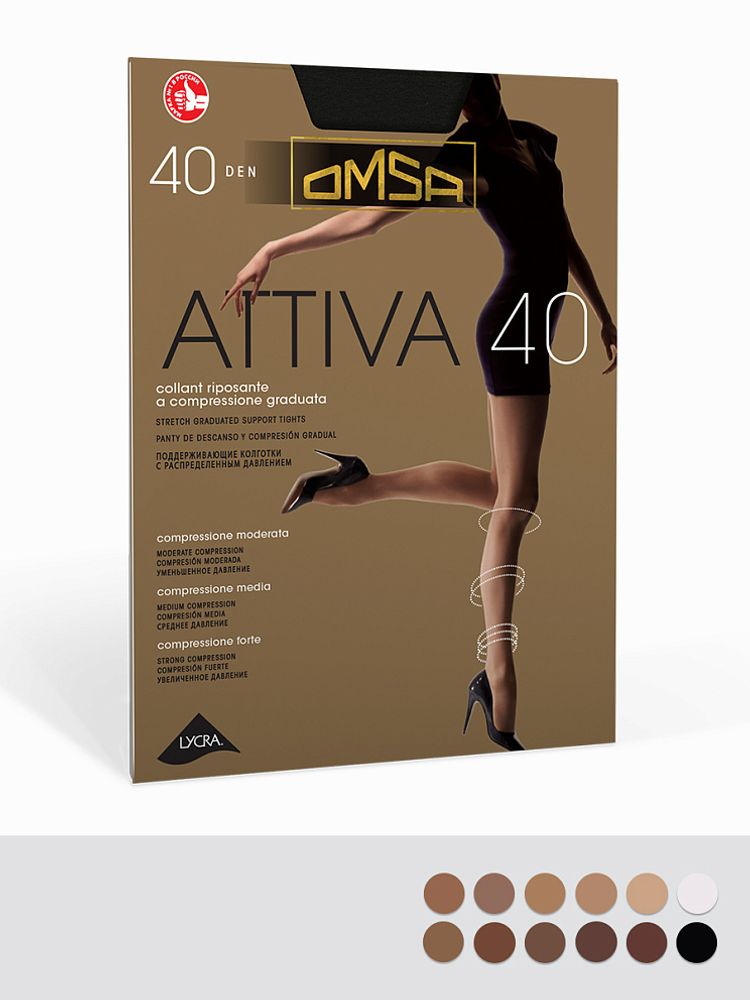 Omsa Attiva колготки с массажн.эффект. 40 den nero р.3 (M)