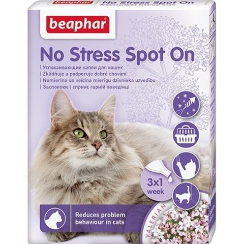 Beaphar No Stress Spot On успокаивающие капли для кошек с экстрактом валерианы