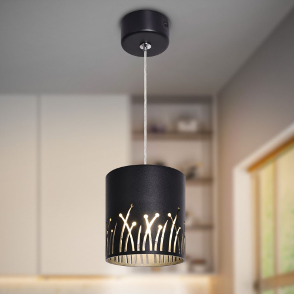 Светильник подвесной (подвес) ЭРА PL30 BK цоколь GX53 потолочный цилиндр черный | Подвесные светильники