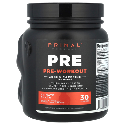 PrePrimal, Pre-Workout, Primate Punch, 453 г (15,98 унции)