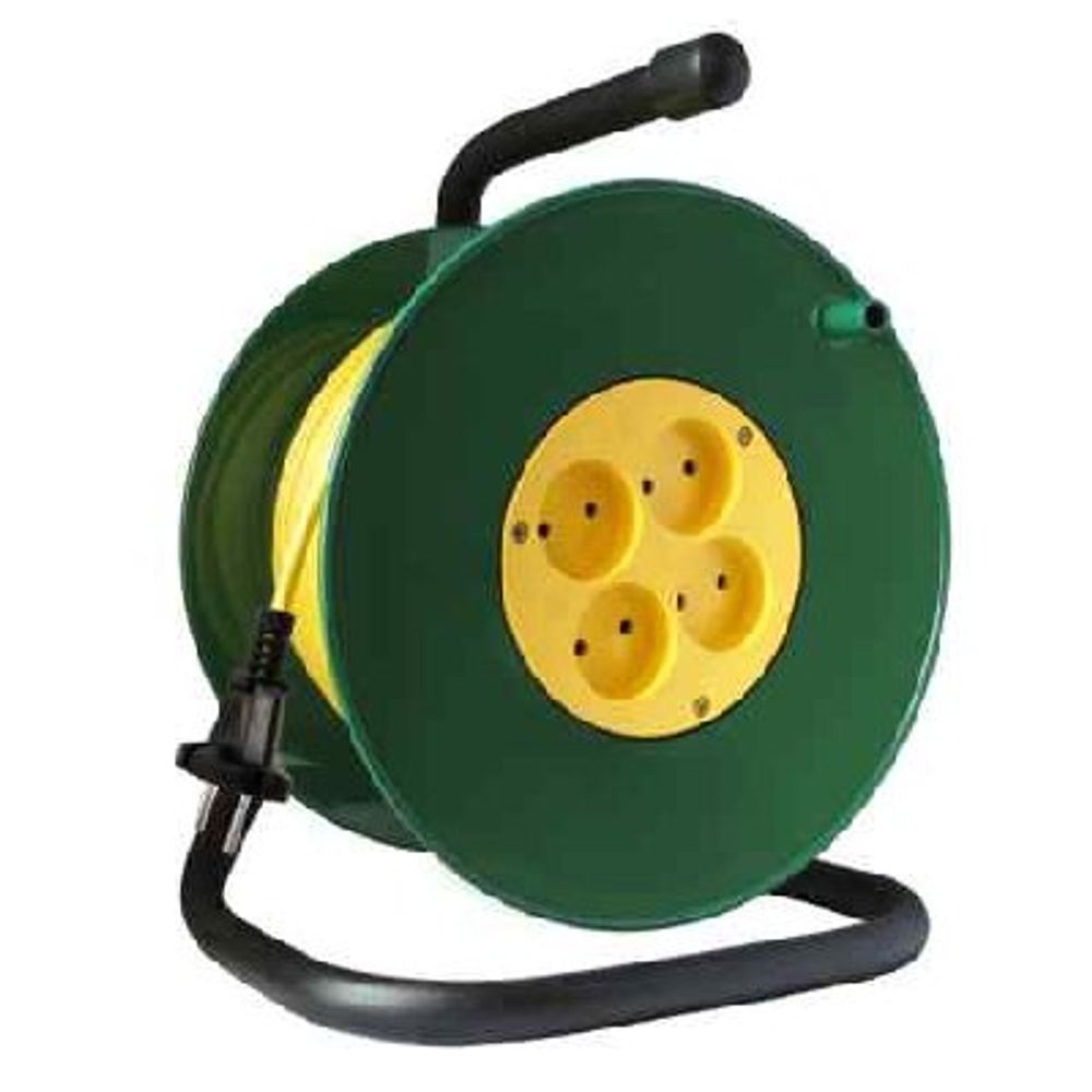 Удлинитель на пласт. катушке, 30м, 4 гнезда, ПВС 2*2.5, 4000Вт, без заземл.конт, Союз, 481S-3803