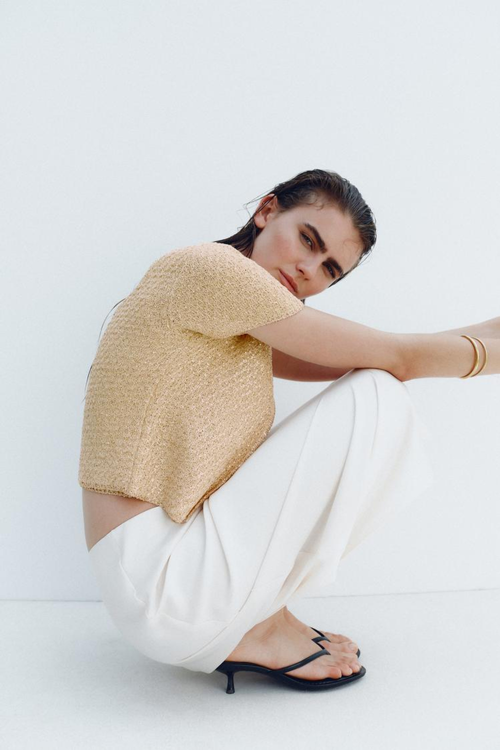 ZARA КАРДИГАН С ПАЙЕТКАМИ, ЦВЕТ СЛИВОЧНОГО МАСЛА