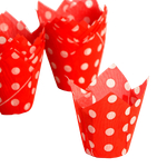 Форма Тюльпан Красный в белый горох 1 шт.