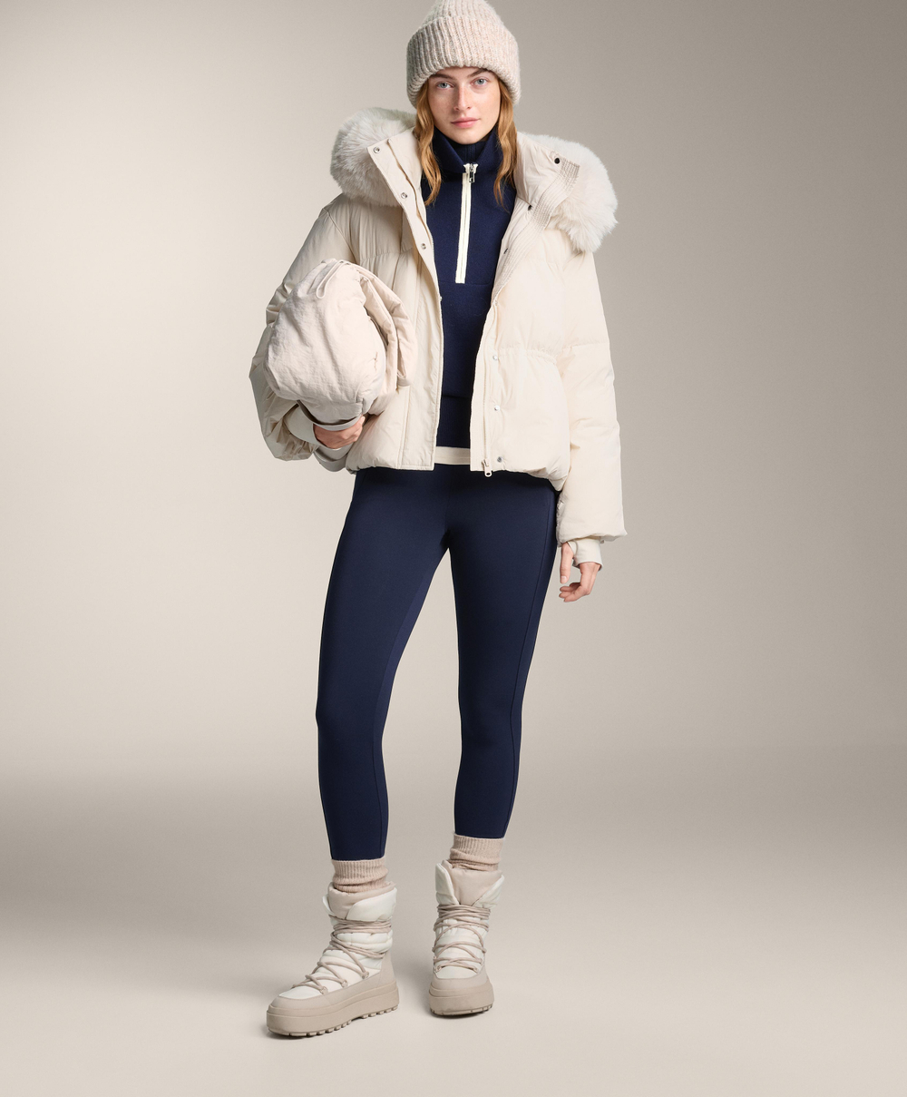 Oysho Свитер с высоким воротником и молнией до уровня груди, синий