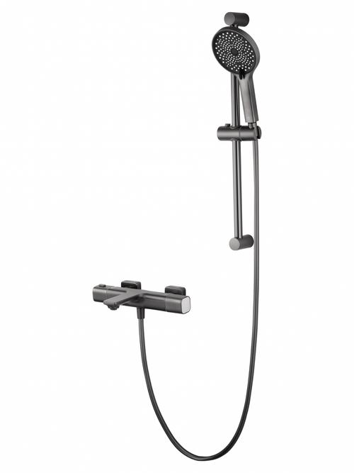 Смеситель для ванны с душевым гарнитуром и термостатом WONZON & WOGHAND SOLID, Темный графит (WW-C2011-A-BGG)