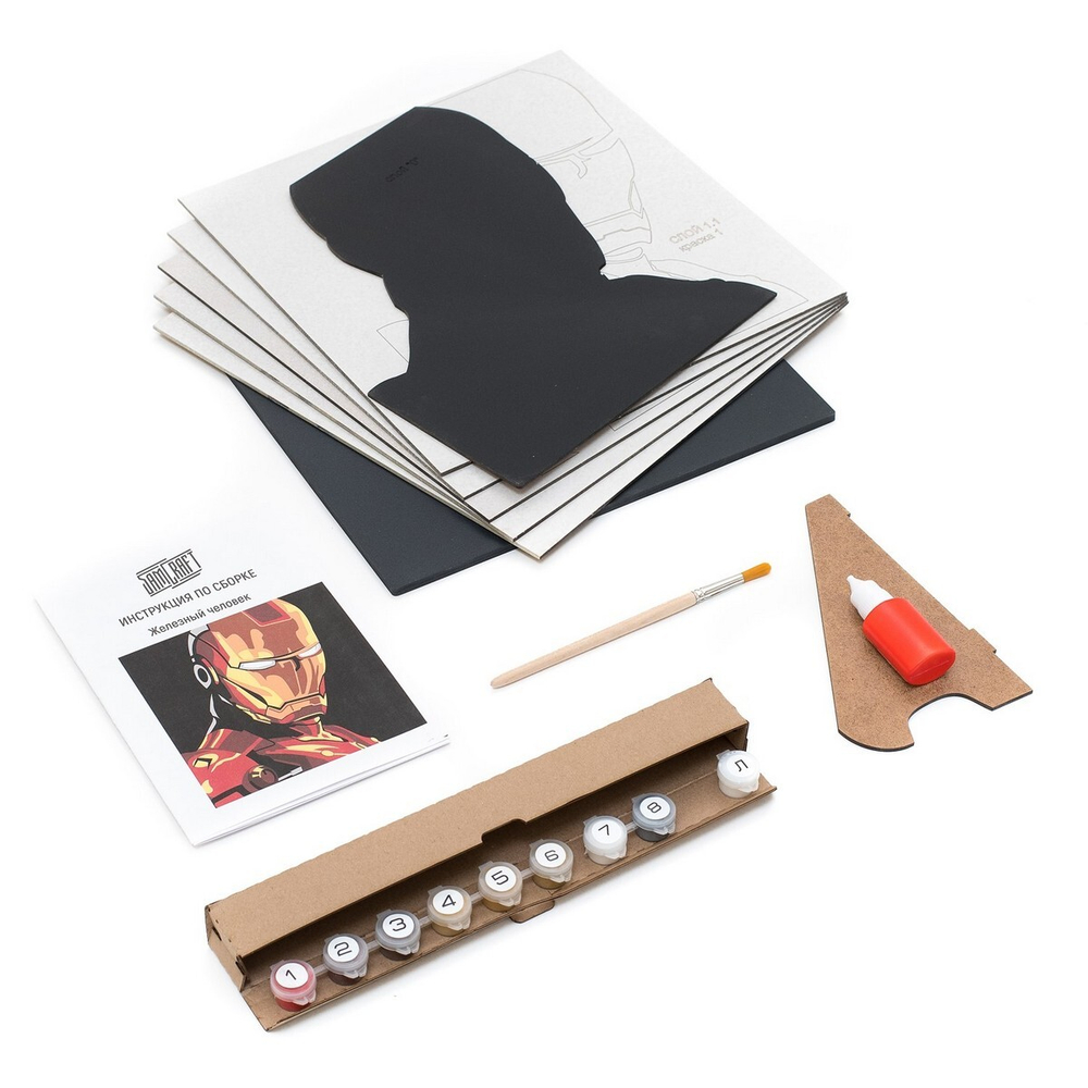 Железный человек от SamCraft - сборная 3D картина из дерева своими руками, герой из комиксов MARVEL