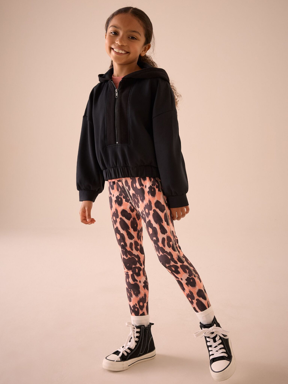 Толстовка и легинсы в комплекте для девочки Next E61-615, Черный, Розовый