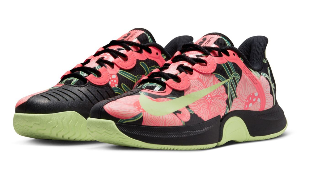 Женские Кроссовки теннисные Nike Court Air Zoom GP Turbo Osaka Premium - black/barely volt/hot punch/pink bloom