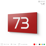 Табличка с номером 73 на дверь квартиры, для офиса, кабинета, аудитории, склада, красная 120х70 мм, Айдентика Технолоджи