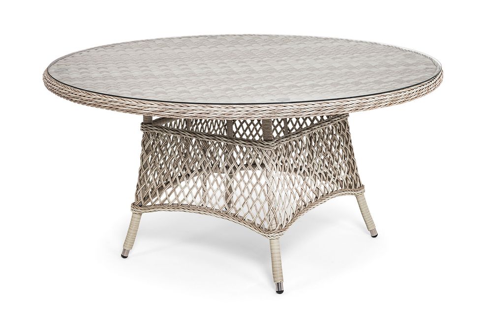 "Эспрессо" плетеный круглый стол, диаметр 150 см, цвет бежевый