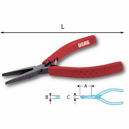 015/3 Плоскогубцы с длинными, прямыми губками, 130 мм, USAG (Италия)