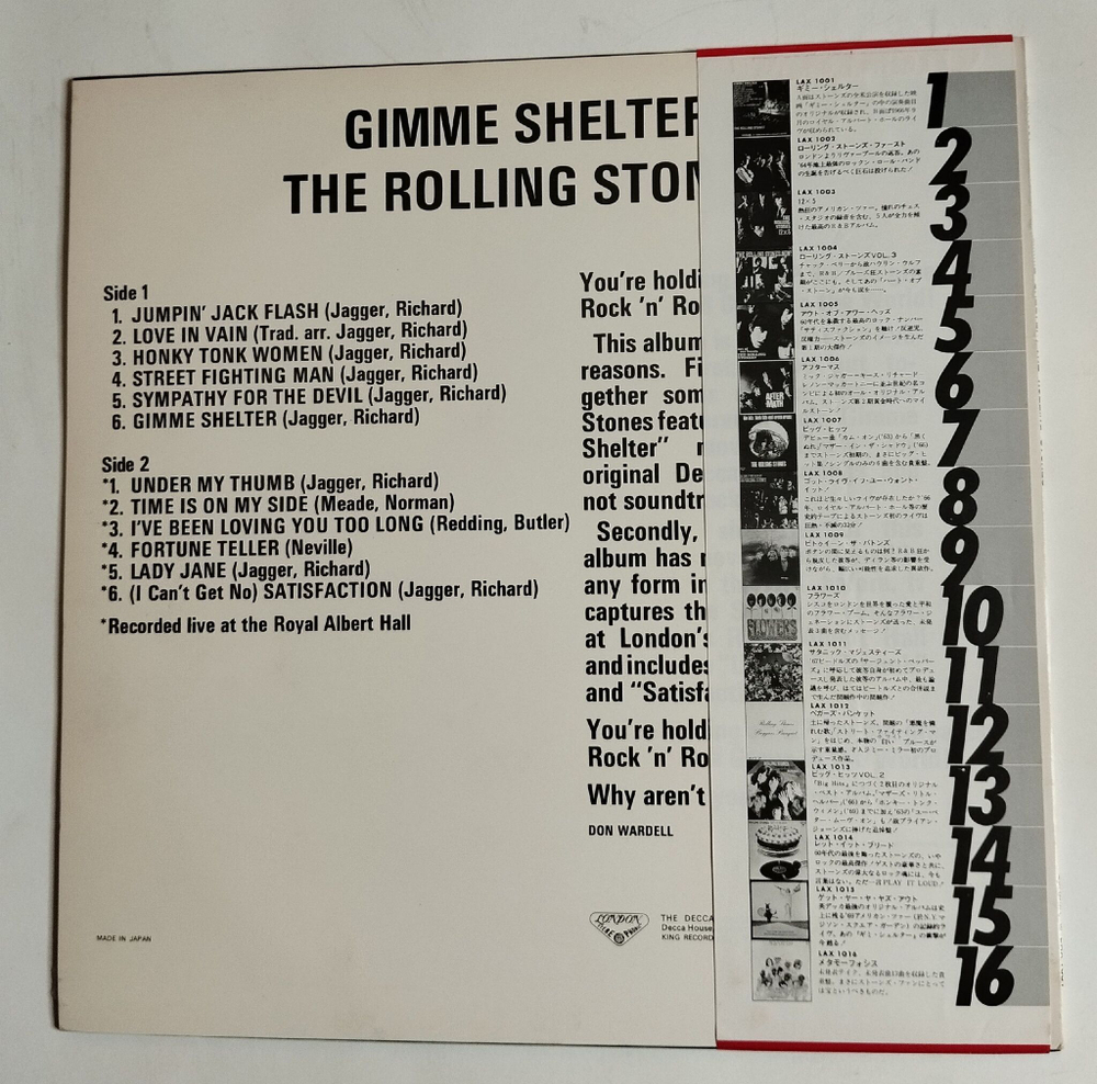 Винтажная виниловая пластинка LP The Rolling Stones Gimme Shelter (Japan 1978) (Obi)