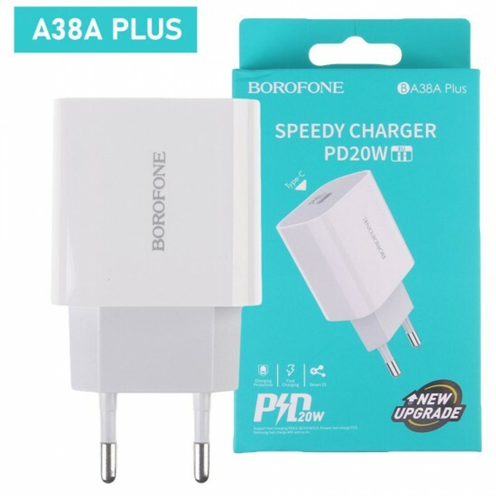 Адаптер быстрой зарядки PD20W Borofone BA38A Plus, 3 А, 012660 Белый