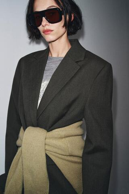 ZARA БЛЕЙЗЕР С ШЕРСТЬЮ ZW COLLECTION, ЗЕЛЕНЫЙ МЕЛАНЖ