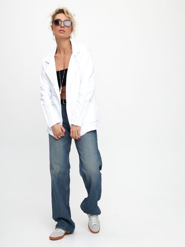 Жакет строчки трикотажный, белый