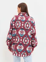 Рубашка Kefirmaykifer оверсайз Этно вишнево-бирюзовая