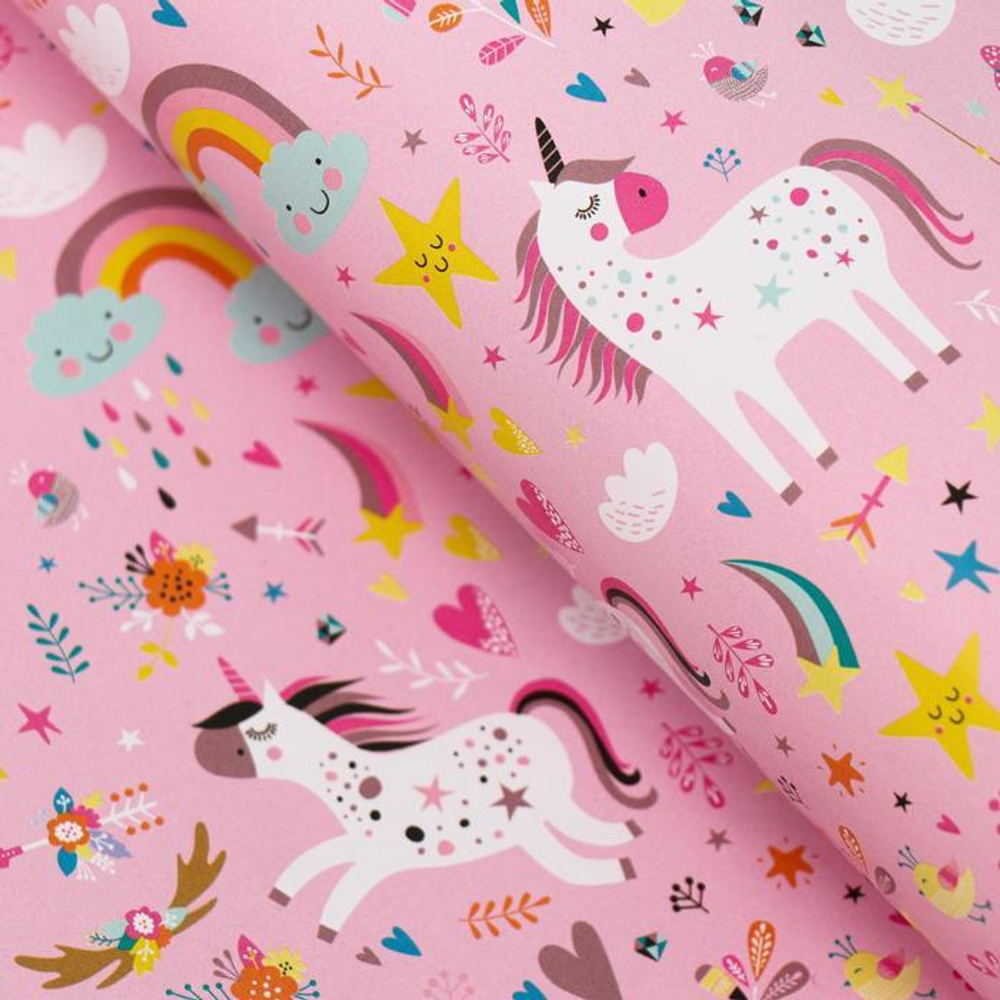 Бумага упаковочная глянцевая «Единороги», 50 × 70 см (2 листа)