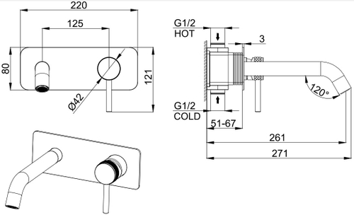 Смеситель для раковины Allen Brau Priority 5.31003-00 (с внутренней частью)
