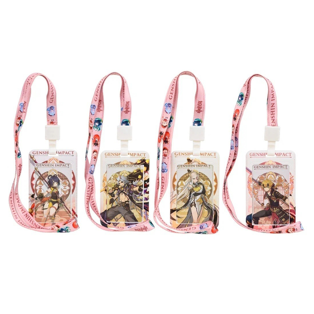 Бейдж на шнурке Basir вертикальный, 110*68 мм, аниме, 4 рисунка ассорти